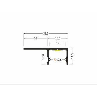 LED Aluleiste Fliese 180 Flach 12mm Serie M